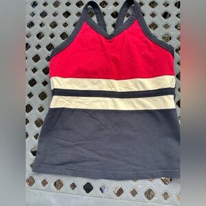 Red, Cream & Black Striped Tank Top